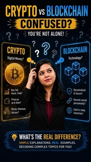 Crypto vs Blockchain🔥-Know the Difference! #knowledge #new#finance#shorts#study #education#learning