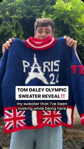 341K views · 81K reactions |  TOM DALEY ALERT  He has finished his #ParisOlympics sweater and it is a masterpiece! 臨 (via IG/tomdaley) | NBC Olympics & Paralympics | Facebook