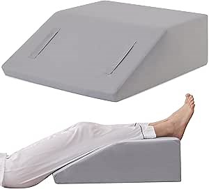 Ruqmuis Leg Elevation Pillow for After Surgery, 8inch Foam Leg Elevating Pillow for Swelling and Blood Circulation, Leg Wedge Pillow for Sleeping, Knee Pillow for Knee Hip Ankle Pain Relief, Velvet