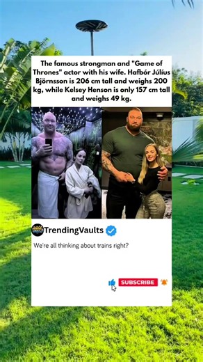 Strongman and “Game of Thrones” star Hafþór Júlíus Björnsson towers over his wife #trending #viral