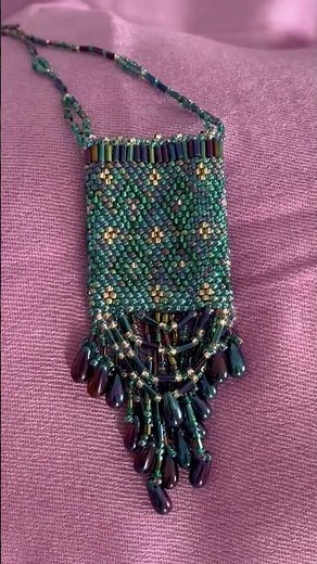 prayer/wish purse , beaded amulet bag , necklace handmade with Miyuki Delica beads