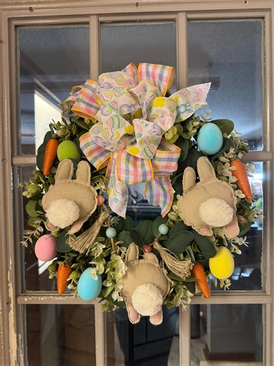 Spring Burlap Wreath-easter Wreath- Spring Wreath- Burlap Wreath-front Door Wreath-front Door Spring Wreath- Burlap Rabbit Wreath - Etsy