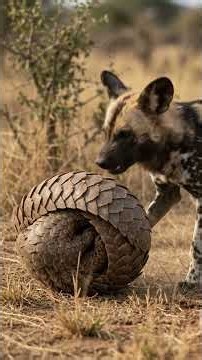 A Young Pangolin vs Hungry African Wild Dogs. #shorts #wildlifedocumentary #survival