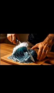 VIRAL Ocean Wave Cutting! 🌊💙 Ye Cake Hai Ya Sach Mein Pani? #Shorts
