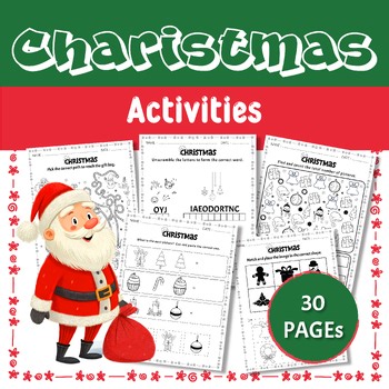 Christmas Worksheets Bundle | Cut & Paste, Matching, Dot-to-Dot, Coloring Pages