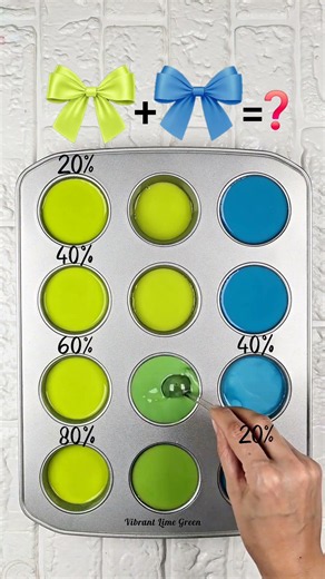 Lime Green and Blue Color Mixing: 4 New Shades 💚💙🎨 #colormixing #colorconcept #colormix #satisfying