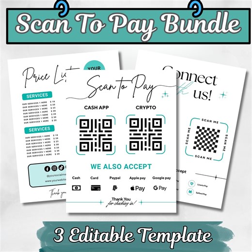 Editable QR Code Payment Sign Canva Template, Scan to Pay Business Price List Display, Custom Logo Payment Board Printable Digital Download - Etsy UK