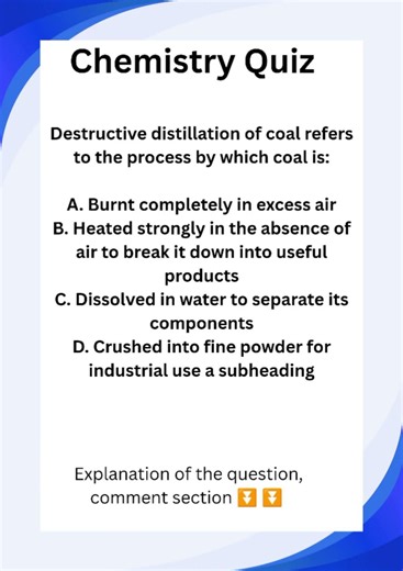 destructive distillation of coal Explained in 30sec. #masteringchemistry101 #chemistryc#collegeexam