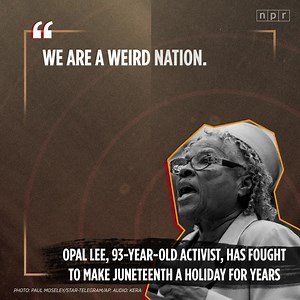 Opal Lee has been advocating to make Juneteenth a federal holiday for years. At 90, the Fort Worth resident made her Juneteenth walk throughout the country from Texas to Colorado to Illinois. Her last stop was the steps of the U.S. Capitol. More from KERA: https://trib.al/avU7gy4 | NPR