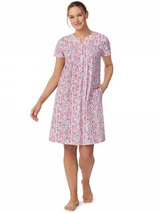 Aria Women’s Short Sleeve Split Neck Henley Nightgown 40”, Sizes XS to 5X