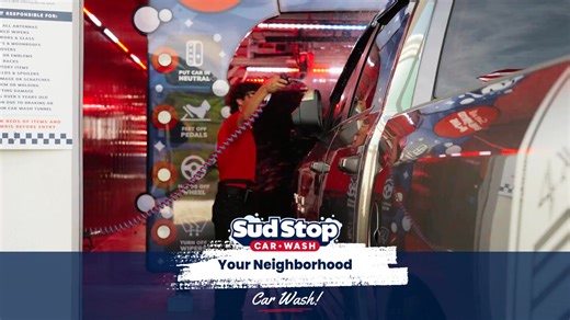 Clean starts at Sud Stop Car Wash. A fast, modern wash — plus the extras people love: free vacuums, towels, mat cleaner, interior cleaner, compressed air, and streak-free glass cleaner. The clean you can feel. ✨ | Sud Stop Car Wash