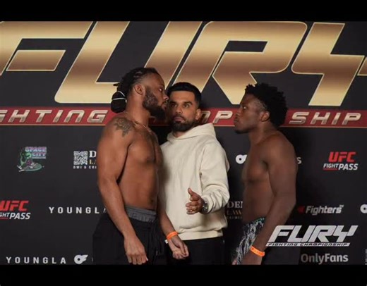 The main card is weighed in and ready to go! Catch Fury FC 113 live and exclusive tomorrow on @ufcfightpass at 4:30pmCT/2:30pmPT👊🏽 LAST MINUTE TICKETS ONLY AT FURYFC.TV Main Card Aaron Mcdaniel VS Quincy Evans - 155 Carsyn Nash VS Hannah Schmidt - 115 Drake Lopez VS Justin Longoria - 125 German Orpineda VS Paris Moran - 130 Preston LaGrange VS Brandon Holmes - 185 Artur Minev VS Derek Campos - 165 Omar El Sahlah VS Terrance Chatman - HVY Takaya Suzuki VS Tonio Figuereido - 125 Title Matheus Si