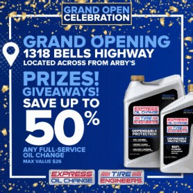Our Grand Opening is here, and so are the savings! Right now, save up to 50% off any full-service oil change at Express Oil Change (max value $26). Visit us today and see why dependable people depend on Express Oil Change. | Express Oil Change & Tire Engineers | Facebook