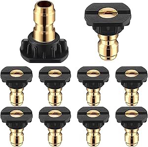 1/4 Inch Pressure Washer Nozzle Tips Quick Connector 2.5 Gpm 4000 Psi Power Washer Spray Tips Set for Home Car Patio Driveway(Black,10 Pack)