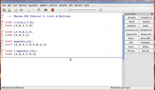 Maxima CAS 教程 3/6 列表与矩阵 【英语】 开源软件