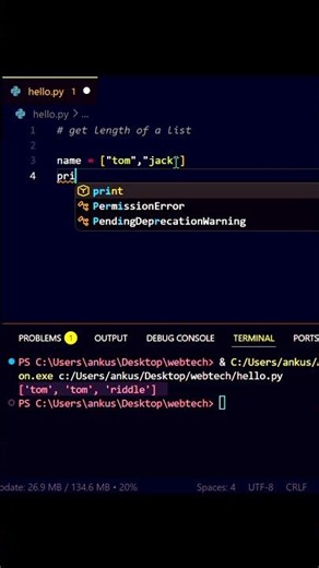 Find Python List Length in 10 Seconds ⚡#shorts #youtubeshorts