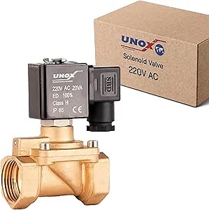 UNOX 1 inch NPT Solenoid Valve 220V AC, Brass Control Valve Normally Closed - 7-232 PSI Multi-Purpose Reliable Control Valve for Water, Air, and Gas - Solenoid Valves