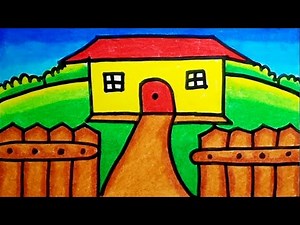 How To Draw House Scenery Very Easy Step By Step | Drawing House Scenery For Beginners