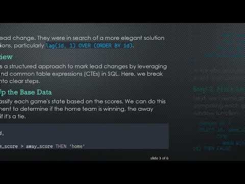 Finding the Final Lead Change in a Postgres Baseball Game Table