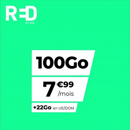 RED by SFR - Forfait Mobile sans engagement 100Go à 7,99euros par mois
