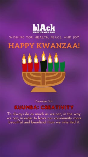 Day 6 of Kwanzaa: Kuumba (Creativity) 🕯️ Today, we celebrate the beauty of using our creativity to leave our community better than we found it. From art to innovation, let’s honor our heritage through self-expression and imagination. How are you embracing Kuumba today? 🖤💚❤️ #Kwanzaa #Kuumba #Creativity” | BlackAmericaWeb.com