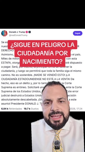 🚨 ÚLTIMA HORA ¿Sigue en peligro la ciudadanía por nacimiento? El presidente Trump plantea una estrategia para que la Corte Suprema reconsidere su decisión. ¿Qué opinas sobre la idea de que la Corte Suprema reconsidere su decisión? Comparte y guarda este video. #inmigración #inmigrantes #abogado #immigration