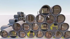 The incredible alternative OPod designs by students of Hong Kong Design Institute come together to create a new kind of housing with intricately different interiors and layouts for OPods. | James Law Cybertecture