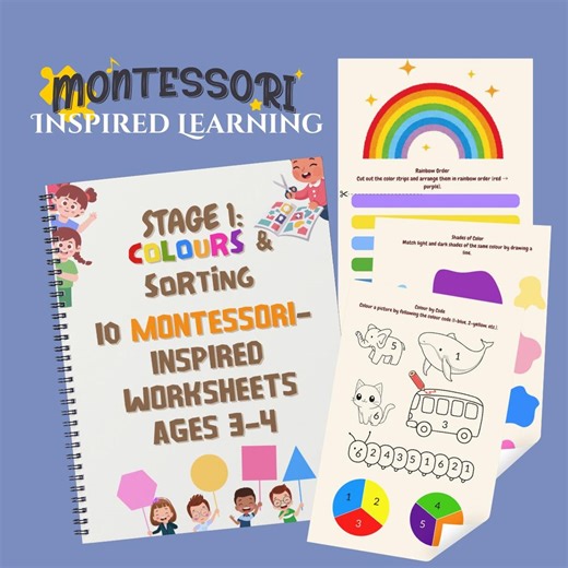 Colours & Sorting Worksheets | Stage 1: Montessori-inspired Activities for Kids (ages 3–4) - Etsy UK