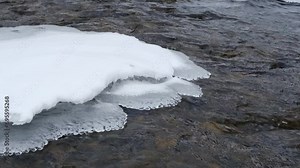The spring streamlet is freed from the ice.