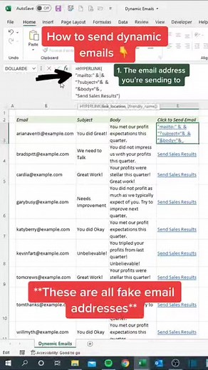 1.5K views · 13 reactions | Dynamic emails #excel #exceltips #exceltutorial #exceltraining #exceltricks | LEARN MORE | Facebook