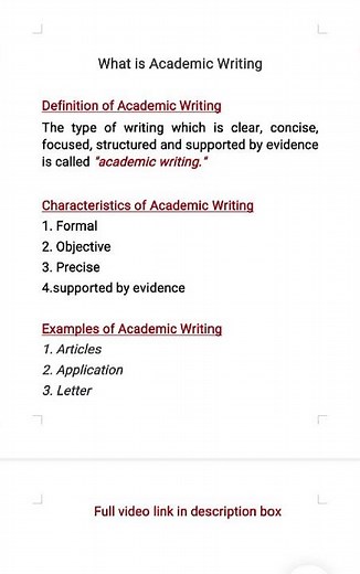 academic writing | academic writing definition | characteristics | types of academic writing