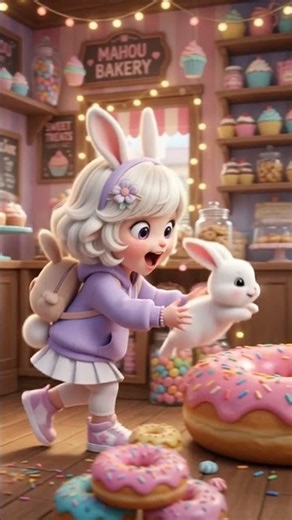Bunny Princess Lost Her Giant Donut! 🍩🐰😂#Kawaii #CuteAnimation #BunnyPrincess #Donut #PixarStyle