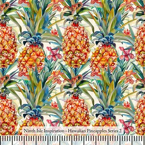 24/SPRING NI&I Cotton Poplin Fabric - Hawaiian Pineapples Series - Handmade Print in HI - Etsy