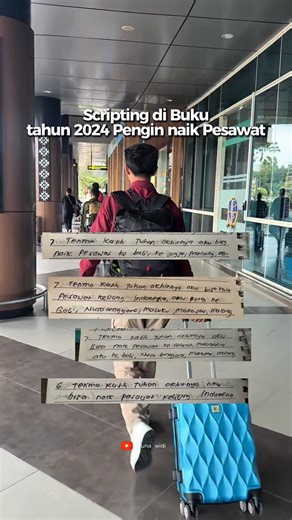Taruna Widi Susanto on Instagram: "Scripting 2024 pengin bgt bisa naik pesawat ✈️ 😭 6 bulanan scripting setiap hari rutin, setelahnya lepas.. Tiba-tiba diajak pengabdian ke Nusa Tenggara Timur dan jadi Brand Ambassador @peka.nusantara Setelahnya juga lolos pengabdian di @unev.indonesia Karena dalam waktu berdekatan akhirnya pulang dari NTT naik pesawat langsung ke Bali dan akhirnya disitu moment pertama naik pesawat 🥹😭 Mohon maaf norak wkwkkw tapi all in terima kasih Universe dan semua elemen