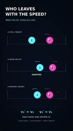 Elastic Collisions: Why Equal Masses Swap Velocities #Shorts