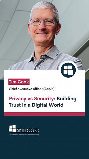 In today’s digital world, privacy and security go hand in hand. Together, we must protect both for a safer future. #DataPrivacy #CyberSecurity #DataProtection #TechEthics #DigitalTransformation #SocialResponsibility #TimCook #Skillogic | Skillogic