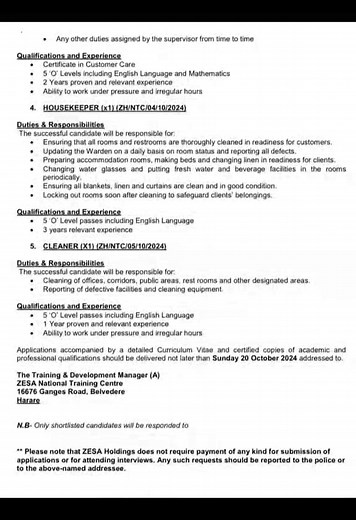 ZESA Holdings Zimbabwe Job Vacancies 2024