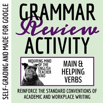 High School Grammar Review Worksheet on Main and Helping Verbs | Self-Grading