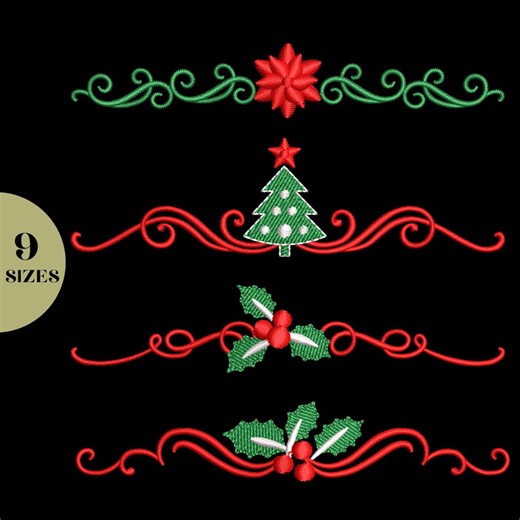 Christmas Holly and Tree Embroidery Borders: 9 Sizes (digital Download) - Etsy