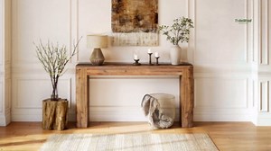 Solid Wood Entryway Table, 63-Inch Farmhouse Console Table for Entryway, Behind Couch Table for Living Room Hallway, Foyer