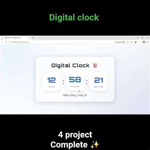 ⏰ Digital Clock Using HTML CSS JavaScript | Mini Project
