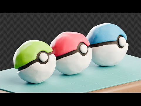 Clay Pokéballs in Blender