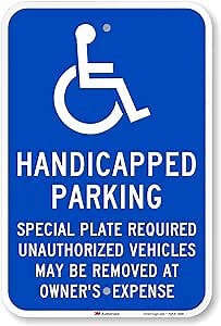 SmartSign "Handicapped Parking - Special Plate Required, Unauthorized Vehicles Removed" Sign | 12" x 18" 3M Engineer Grade Reflective Aluminum