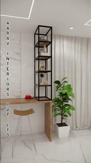 Elegant 3D kitchen interior design | Modular kitchen design