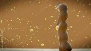 A receptor protein catches a yellow nutrient. The cell membrane then engulfs them in a process known as invagination.