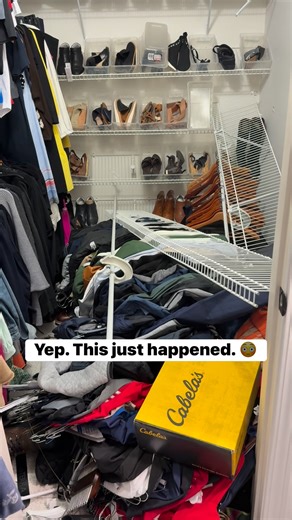 Top one went first: Ping! Ping! Ping! Brackets started popping off the wall. The weight brought down the bottom one. 🫤 oy vey #closetcleanout? #whatimdoingthisweekend #closetmaid 🤣 | Rachel Lee Carter