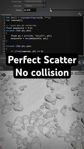 Perfect Scatter without collision in Houdini - #houdini #3d #tutorial