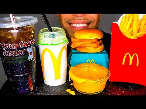 ASMR McDonald's Cheeseburger Mukbang CHEESE Sauce Fries OREO SHAMROCK McFlurry Eating Show SOUNDS