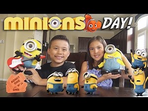 MINIONS DAY! Surprise TOY Unboxing, Movie Theater, McDonald's Happy Meal Toys!