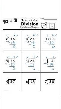 Division Worksheet | Grade 2 Math ✅💯 #division #maths #mathshorts #education #mathforkids #math